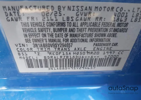 2025 Nissan Sentra Sr z USA, uszkodzony, nr VIN 3N1AB8DV9SY294657